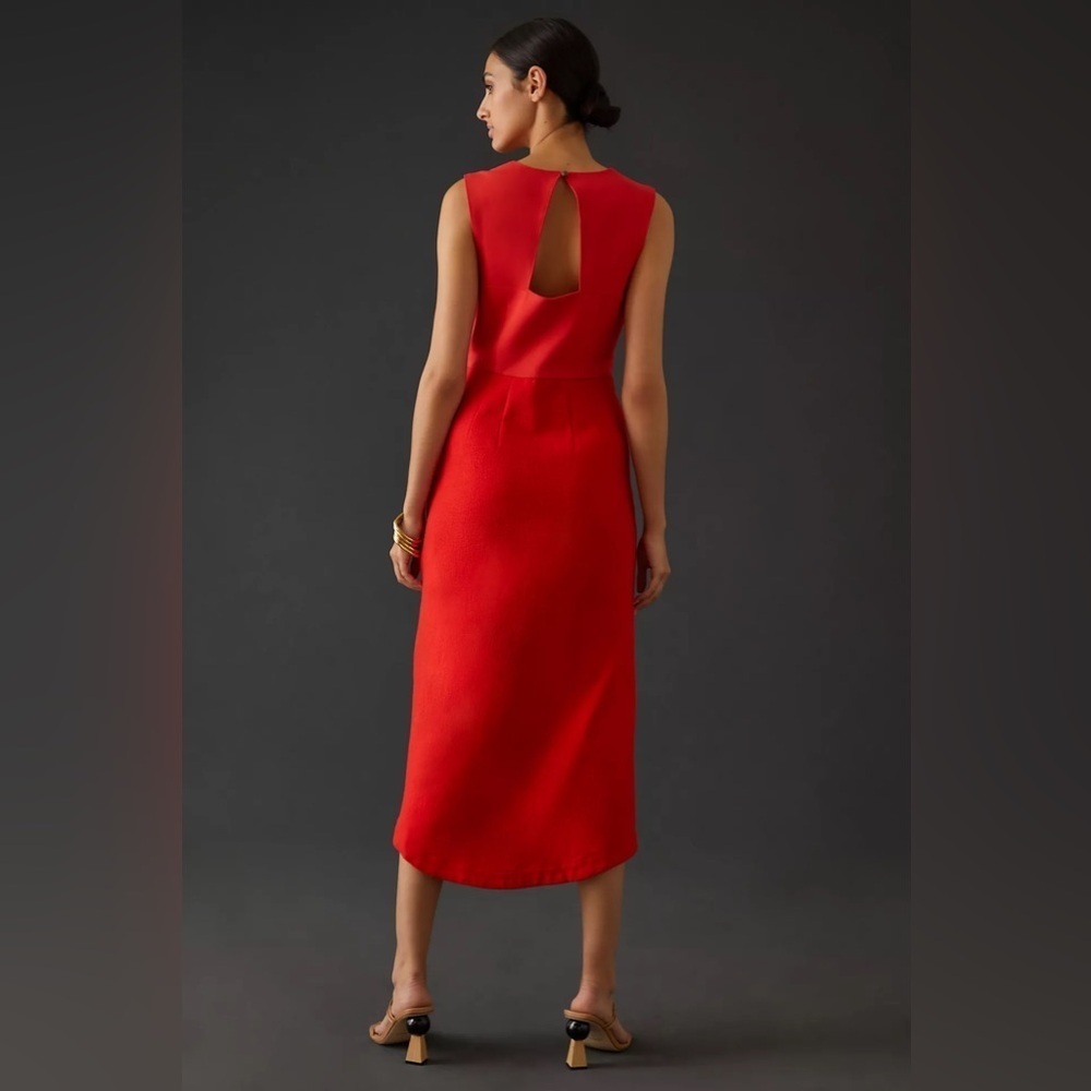 Maeve Asymmetrical Squareneck Maxi Dress Red Women’s 2 Flirty Party Holiday - Picture 2 of 13